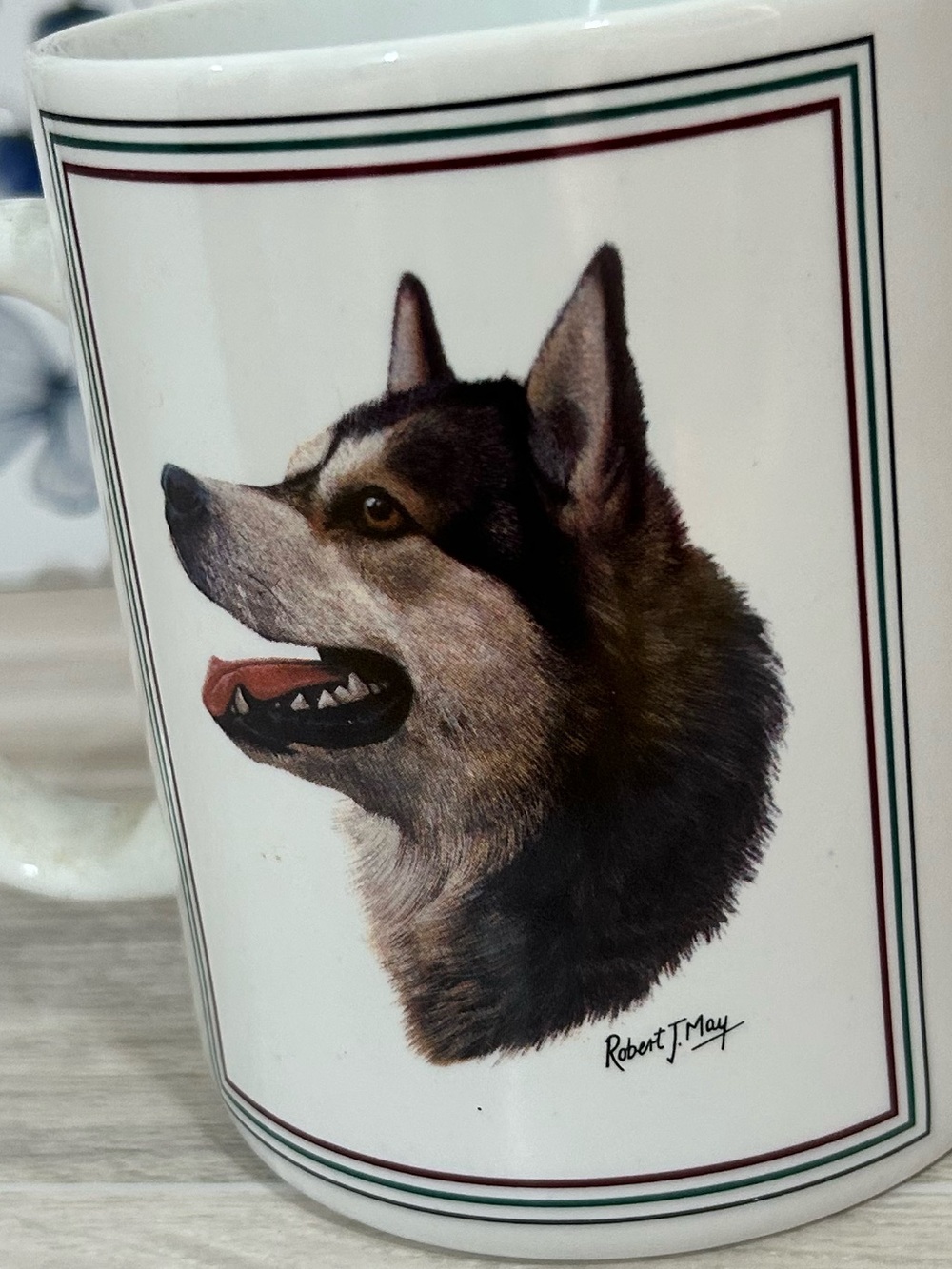 Vintage Robert J May Siberian Husky Dog Breed Coffee Mug Cup
